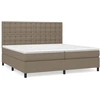 Image de vidaXL Lit boxspring avec matelas Taupe 200x200 cm Tissu