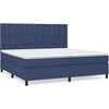 Image de vidaXL Lit boxspring avec matelas bleu 200x200 cm Tissu
