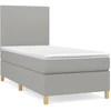 Image de vidaXL Lit boxspring avec matelas gris clair 80x200 cm Tissu