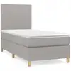 Image de vidaXL Lit boxspring avec matelas gris clair 90x200 cm Tissu