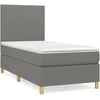 Image de vidaXL Lit boxspring avec matelas gris foncé 90x200 cm Tissu