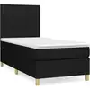 Image de vidaXL Lit boxspring avec matelas noir 90x200 cm Tissu