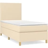 Image de vidaXL Lit boxspring avec matelas Crème 90x200 cm Tissu