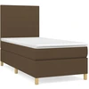 Image de vidaXL Lit boxspring avec matelas brun foncé 100x200 cm Tissu