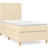 Image de vidaXL Lit boxspring avec matelas Crème 100x200 cm Tissu