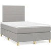 Image de vidaXL Lit boxspring avec matelas gris clair 120x200 cm Tissu