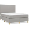 Image de vidaXL Lit boxspring avec matelas gris clair 140x190 cm Tissu