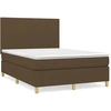 Image de vidaXL Lit boxspring avec matelas brun foncé 140x190 cm Tissu