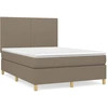 Image de vidaXL Lit boxspring avec matelas Taupe 140x190 cm Tissu