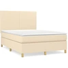 Image de vidaXL Lit boxspring avec matelas Crème 140x190 cm Tissu