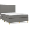 Image de vidaXL Lit boxspring avec matelas gris foncé 140x200 cm Tissu