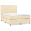 Image de vidaXL Lit boxspring avec matelas Crème 140x200 cm Tissu
