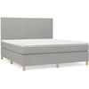 Image de vidaXL Lit boxspring avec matelas gris clair 160x200 cm Tissu