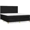 Image de vidaXL Lit boxspring avec matelas noir 160x200 cm Tissu