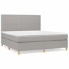 Image de vidaXL Lit boxspring avec matelas gris clair 180x200 cm Tissu