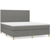 Image de vidaXL Lit boxspring avec matelas gris foncé 180x200 cm Tissu