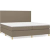 Image de vidaXL Lit boxspring avec matelas Taupe 200x200 cm Tissu