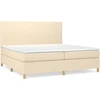Image de vidaXL Lit boxspring avec matelas Crème 200x200 cm Tissu