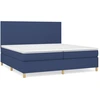 Image de vidaXL Lit boxspring avec matelas bleu 200x200 cm Tissu