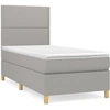 Image de vidaXL Lit boxspring avec matelas gris clair 90x200 cm Tissu