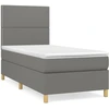 Image de vidaXL Lit boxspring avec matelas gris foncé 90x200 cm Tissu