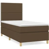 Image de vidaXL Lit boxspring avec matelas brun foncé 90x200 cm Tissu