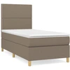 Image de vidaXL Lit boxspring avec matelas Taupe 90x200 cm Tissu