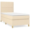 Image de vidaXL Lit boxspring avec matelas Crème 90x200 cm Tissu
