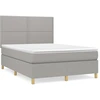 Image de vidaXL Lit boxspring avec matelas gris clair 140x190 cm Tissu