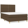 Image de vidaXL Lit boxspring avec matelas brun foncé 140x190 cm Tissu