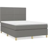 Image de vidaXL Lit boxspring avec matelas gris foncé 140x200 cm Tissu