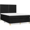 Image de vidaXL Lit boxspring avec matelas noir 140x200 cm Tissu