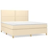 Image de vidaXL Lit boxspring avec matelas Crème 180x200 cm Tissu