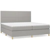 Image de vidaXL Lit boxspring avec matelas gris clair 200x200 cm Tissu