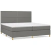 Image de vidaXL Lit boxspring avec matelas gris foncé 200x200 cm Tissu