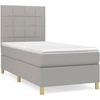 Image de vidaXL Lit boxspring avec matelas gris clair 90x190 cm Tissu