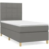 Image de vidaXL Lit boxspring avec matelas gris foncé 90x190 cm Tissu