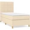 Image de vidaXL Lit boxspring avec matelas Crème 90x190 cm Tissu