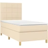 Image de vidaXL Lit boxspring avec matelas Crème 90x200 cm Tissu