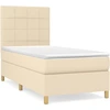 Image de vidaXL Lit boxspring avec matelas Crème 100x200 cm Tissu