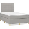 Image de vidaXL Lit boxspring avec matelas gris clair 120x200 cm Tissu