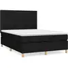 Image de vidaXL Lit boxspring avec matelas noir 140x190 cm Tissu