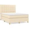 Image de vidaXL Lit boxspring avec matelas Crème 140x190 cm Tissu
