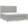 Image de vidaXL Lit boxspring avec matelas gris clair 160x200 cm Tissu