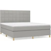 Image de vidaXL Lit boxspring avec matelas gris clair 180x200 cm Tissu