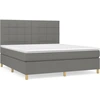 Image de vidaXL Lit boxspring avec matelas gris foncé 180x200 cm Tissu