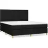 Image de vidaXL Lit boxspring avec matelas noir 180x200 cm Tissu