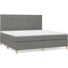 Image de vidaXL Lit boxspring avec matelas gris foncé 200x200 cm Tissu