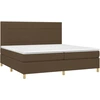 Image de vidaXL Lit boxspring avec matelas brun foncé 200x200 cm Tissu