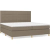 Image de vidaXL Lit boxspring avec matelas Taupe 200x200 cm Tissu